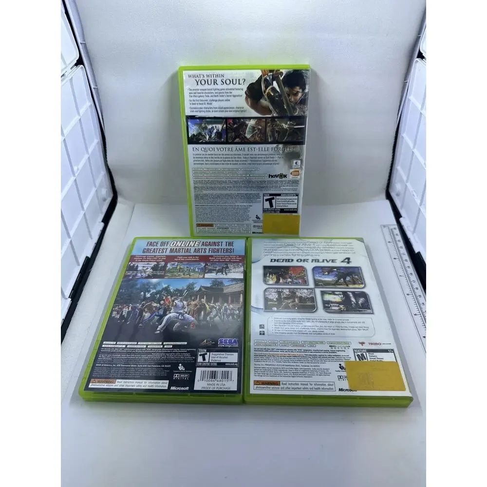 Fighting Games Bundle Dead or Alive 4 Soul Calibur IV Virtual Fighter 5 Xbox 360